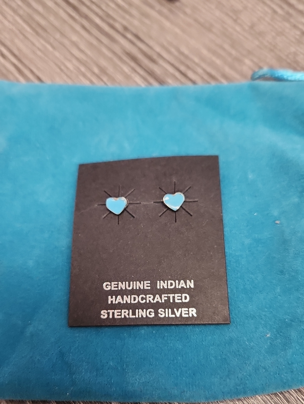Sleeping Beauty Heart Sterling Silver Stud Earrings